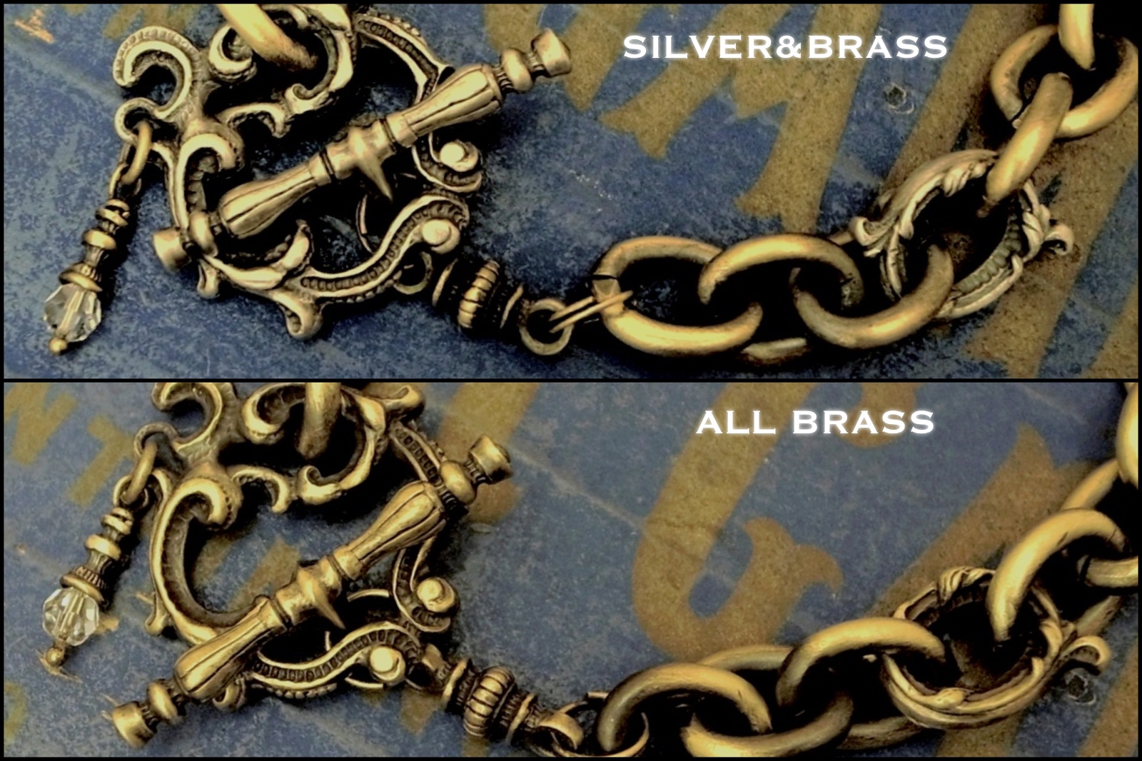 シルバーとブラスの雰囲気の違い【Rococo Mantel Brass Chain Bracelet "Triple Point"】