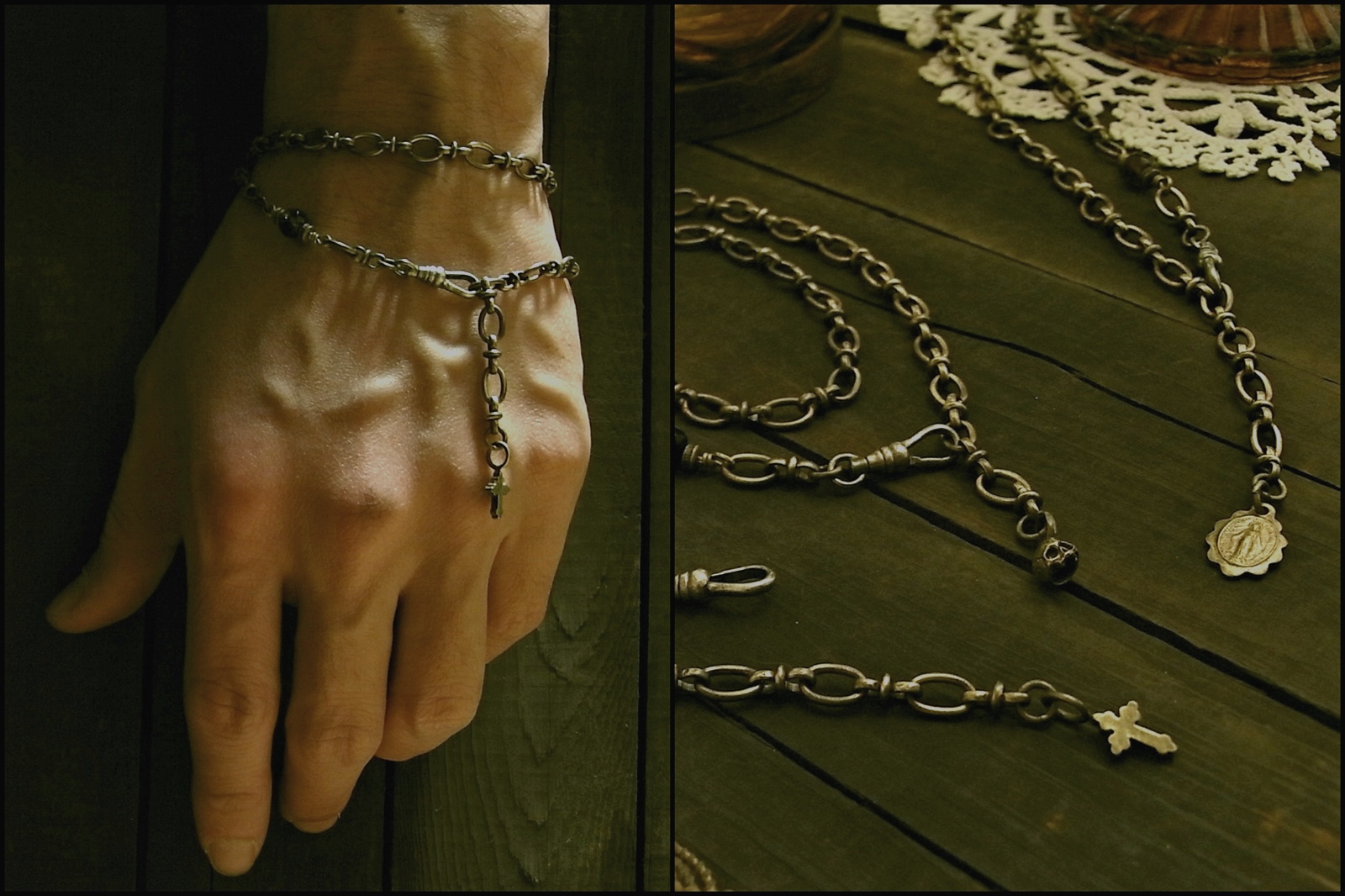 着用画像【Double Roll Chain Bracelet】