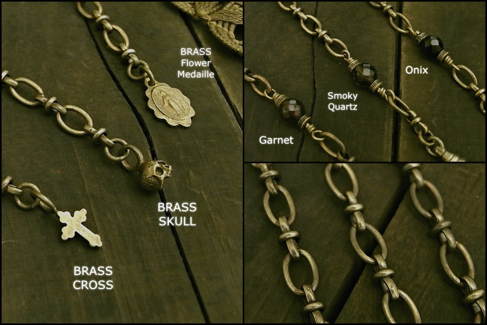 チャーム3種類、石3種類【Double Roll Chain Bracelet】